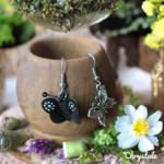 Boucles d'Oreilles Dépareillées- Papillon - Noir & Métal