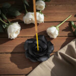 Porte-bâton d'encens rose noire en résine