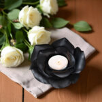 Bougeoir chauffe-plat rose noire en résine