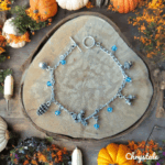 Bracelet Automne - Pomme de Pin - Écureuil - Gland - Bleu – Image 2