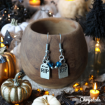 Boucles d'Oreilles - Halloween - RIP Bleu
