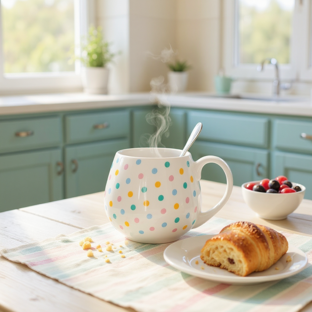 chrysthb (1) Mug Blanc à Pois - 500ml – Image 1