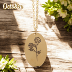 Collier Doré avec Pendentif Fleur de Naissance 10 - Souci d'Octobre – Image 2