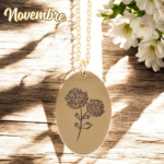 Collier Doré avec Pendentif Fleur de Naissance 11 - Chrysanthème de Novembre – Image 2