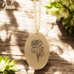 Collier Doré avec Pendentif Fleur de Naissance 06 - Rose de Juin – Image 2