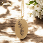 Collier Doré avec Pendentif Fleur de Naissance 07 - Dauphinelle de Juillet – Image 2