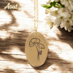 Collier Doré avec Pendentif Fleur de Naissance 08 - Coquelicot d'Aout – Image 2