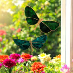 Ames des Sources - Duo de papillons - Vert Bleuté Doré