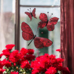Coeurs de Rubis -Trio de Papillons - Teintes Rouges