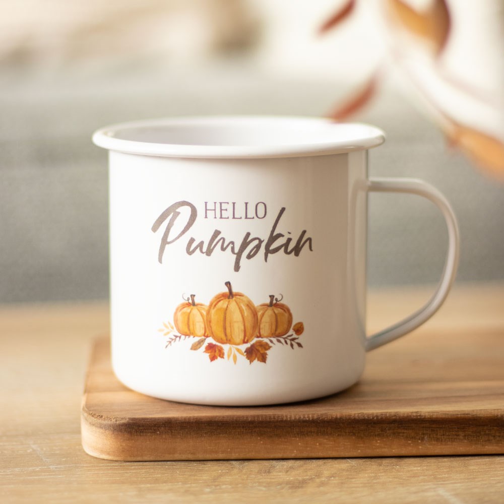 AA_44023 Hello Pumpkin – Mug Émaillé Style Automnal – Image 1