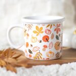 Mug Céramique Motifs Citrouille & Feuilles d’Automne - Bobo