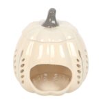 Brûle Parfum - Citrouille Sculptée en Céramique Crème – Image 3