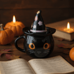 Witchy Whiskers – Mug Céramique Chat & Chapeau Fleuri – Image 2