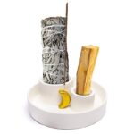 Brûleur Céramique Blanc - Lune Dorée - Pour Encens, Palo Santo & Bâton Fumigation – Image 4