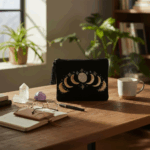 Pochette en velours brodé - Phases de Lune