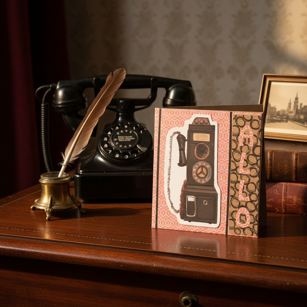 describe-a-change-13e2baf4-5e1d-4649-a4be-9d69ea8e7216 Carte Double "Téléphone Vintage – Hello – Image 1