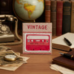 Carte Double "Cassette Vintage Rouge"
