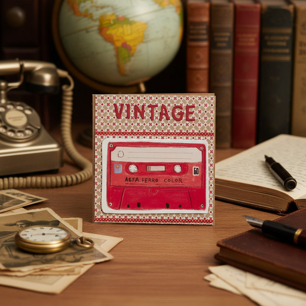 describe-a-change-44df2606-ab98-4e70-a7bd-39048254df82 Carte Double "Cassette Vintage Rouge" – Image 1