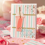 Carte Double "Happy Birthday – Boisson Pétillante Rose"