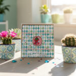 Carte Double "Joyeux Anniversaire – Cactus & Motifs Géométriques"