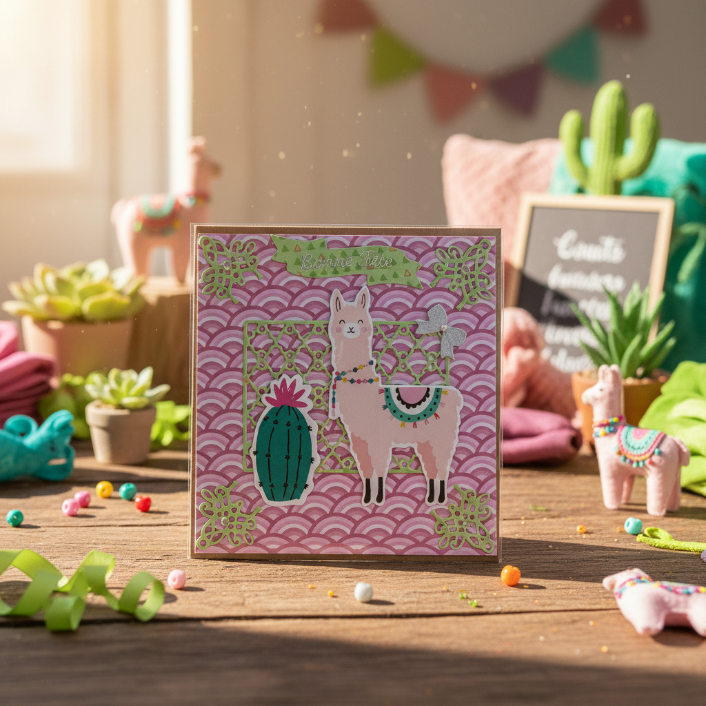 describe-a-change-bc83f56c-e2f9-4b80-b824-f4ed5b713666 Carte Double "Bonne Fête – Lama Festif" – Image 1