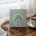 Carte Double "Maison en Fleurs – Bleu Damassé
