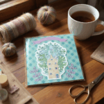 Carte Double "Maison en Fleurs – Bleu Forêt