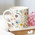 Mug Crème & Motif Floral Enchanté